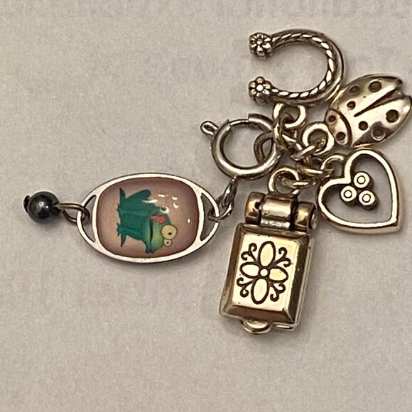 Authentic Brighton set of charms - heart, horseshoe, ladybug, locket, frog? EUC - Picture 3 of 7